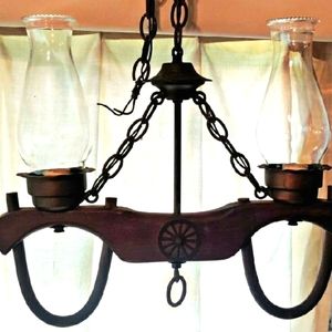 Vintage hanging ox yoke light
